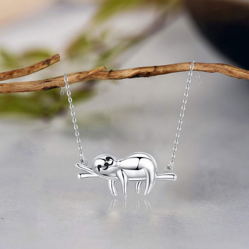 JUSTKIDSTOY Mother's Day Gifts Sloth Necklace for Women Sterling Silver â€œSlow Down Be Happyâ€ Sloth Pendant Necklace Cute Animal Jewelry Gifts for Daughter - Image 4